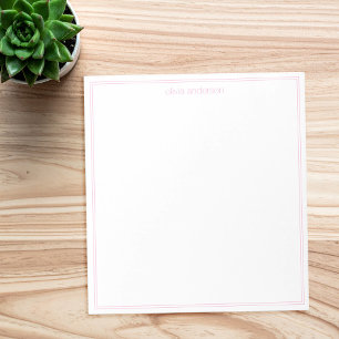 Bloco De Notas Monograma Simples Moderno Mínimo Rosa Dois Monogra