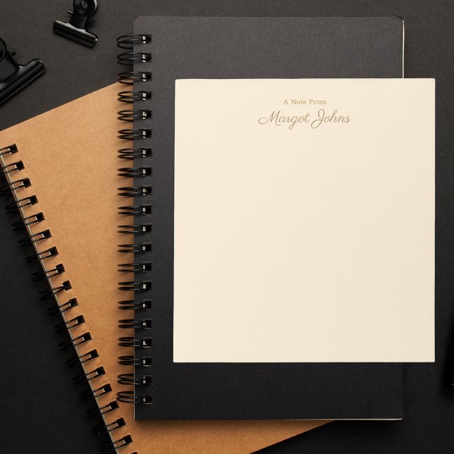 Bloco De Notas Monograma Simples, Na moda Branco, Marfim e Dourad (Criador carregado)