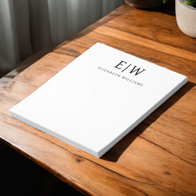 Bloco De Notas Monograma Simples Profissional Elegante Minimalist (Criador carregado)