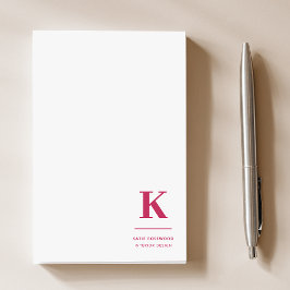 Bloco De Notas Monograma tipográfico moderno, cor-de-rosa-mínimo