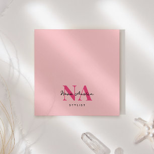 Bloco De Notas Monograma Trendy Aestética Rosa Quente Personaliza