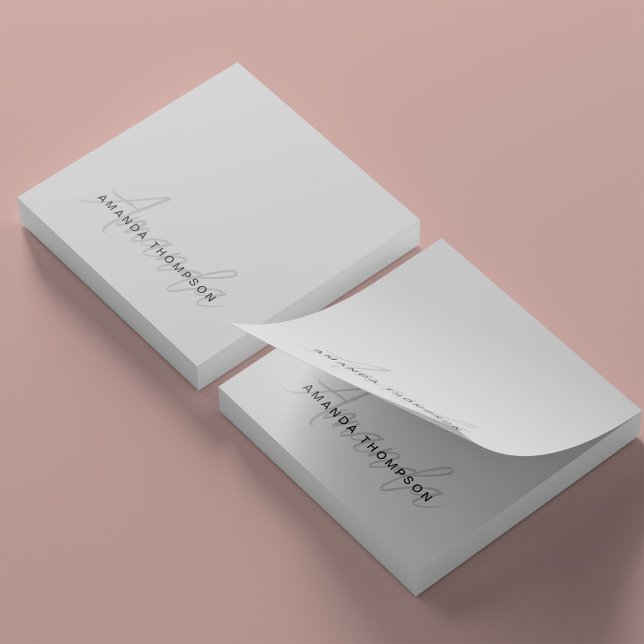 Bloco De Notas Monograma Trendy Modern Personalizado com Nome (Criador carregado)