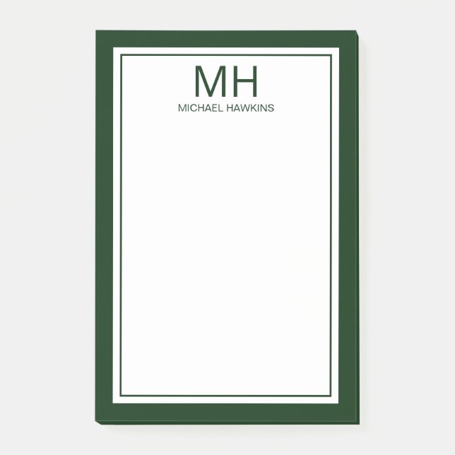 Bloco De Notas Monograma Verde Branco Masculino (Frente)