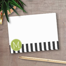 Bloco De Notas Monograma verde de padrão em branco e preto