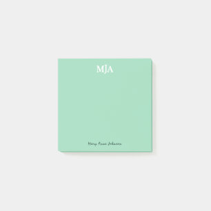 Bloco De Notas Monograma Verde Mint 3 letras Iniciais Moderno
