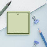 Bloco De Notas Monograma Verde Oleícola<br><div class="desc">Notas postadas monogramas em dois tons de verde-oliva. Adicione suas iniciais e nome. Um design elegante.</div>