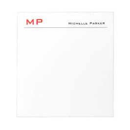 Bloco De Notas Monograma Vermelho Branco Profissional Simples Min