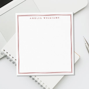 Bloco De Notas Monograma Vermelho Minimalista com Duas Bordas