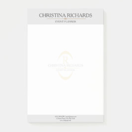 Bloco De Notas Monogramas Cinza moderna e elegante negócio