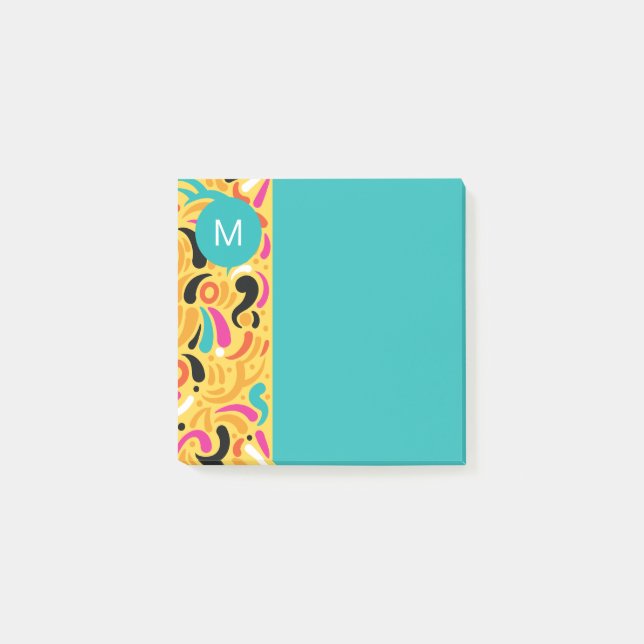 Bloco De Notas Monogrammed Boldy Colored Abstract (Frente)