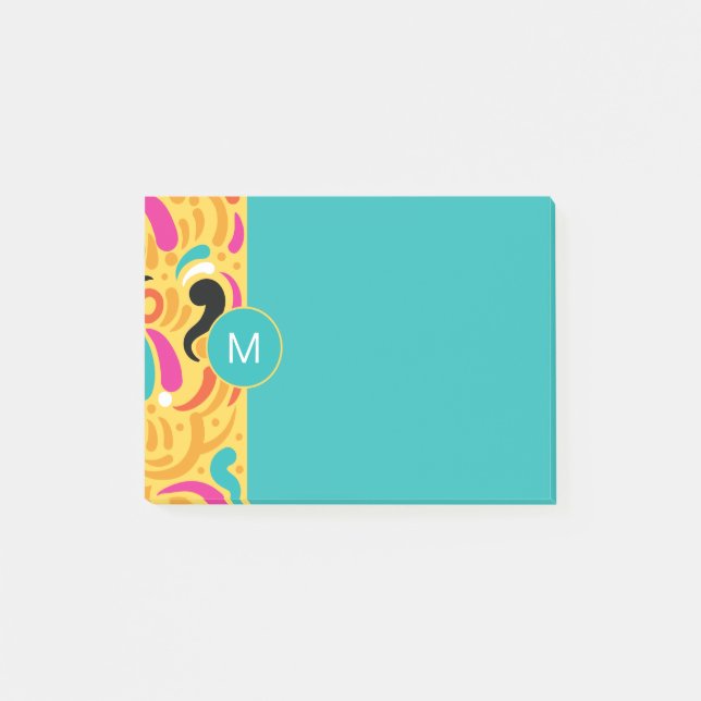 Bloco De Notas Monogrammed Boldy Colored Abstract (Frente)