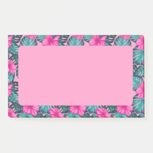 Bloco De Notas Monstera Leaves e Hibiscus, Teal e Rosa