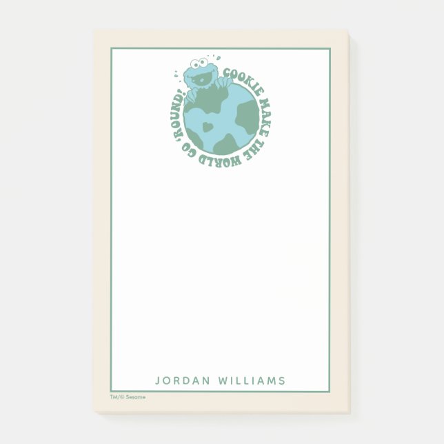 Bloco De Notas Monstro Come Biscoitos | Adicione Seu Nome (Frente)