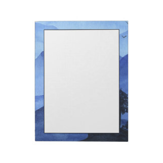 Bloco De Notas Montanhas Blue Watercolor