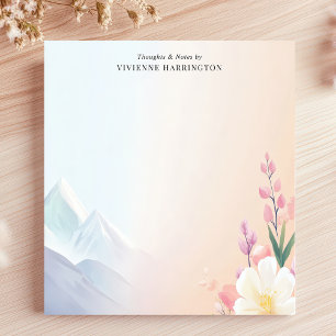 Bloco De Notas Montanhas Pastel Cenário Floral Nome Personalizado
