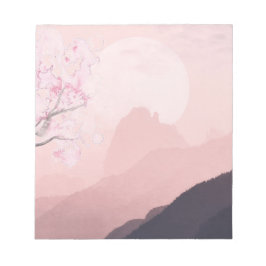 Bloco De Notas Montanhas Rosa Malva e Sol Horizonte