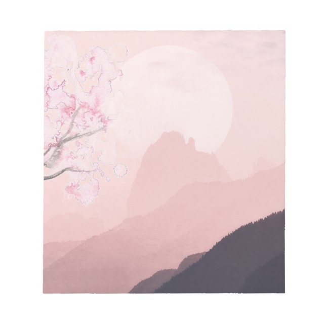 Bloco De Notas Montanhas Rosa Malva e Sol Horizonte (Frente)