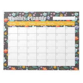Bloco De Notas Monthly Planner Spring Colorful Flowers 