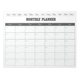Bloco De Notas Monthly Planner White Simple Calendar