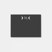 Moons do Crescente Moderno Monograma Preto