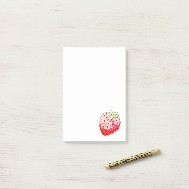 Bloco De Notas morango aquarela (Na mesa)