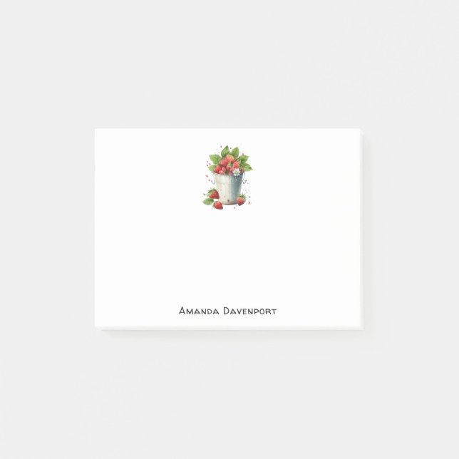 Bloco De Notas Morangos em um Balde (Frente)