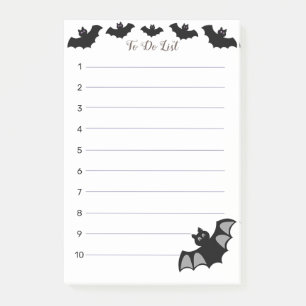Bloco De Notas Morcegos voando no Halloween em Lista de Tarefas b