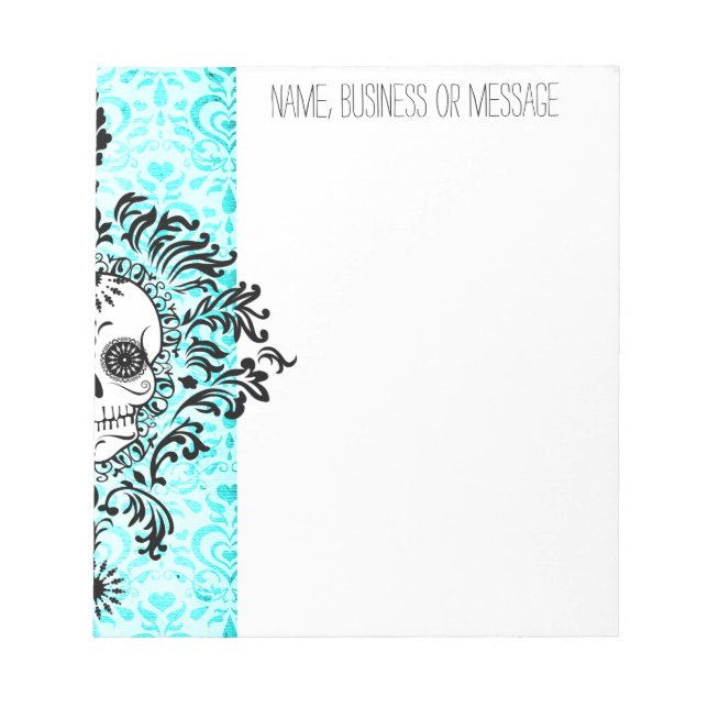 Bloco De Notas Morto Damask - Notepad Crânio de Açúcar Personaliz (Frente)