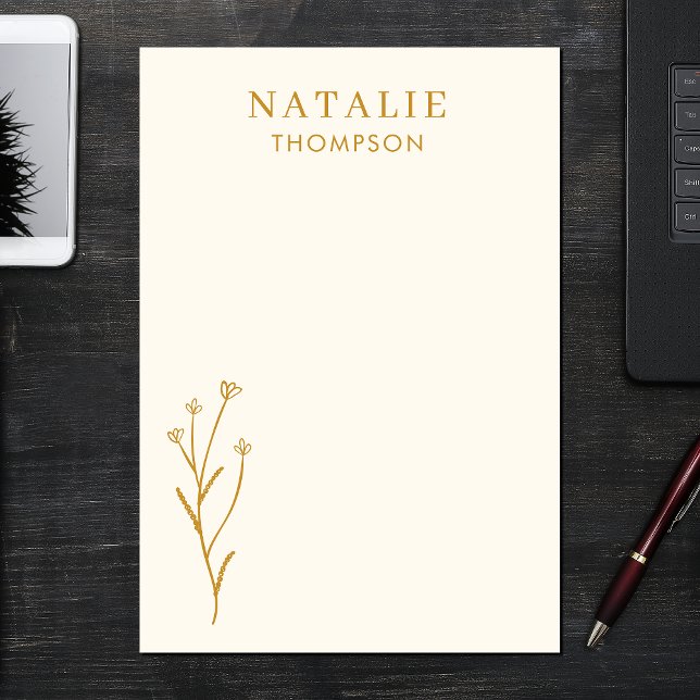 Bloco De Notas Mostarda Personalizada Trendy Boho Chic Amarelo Pe (Criador carregado)