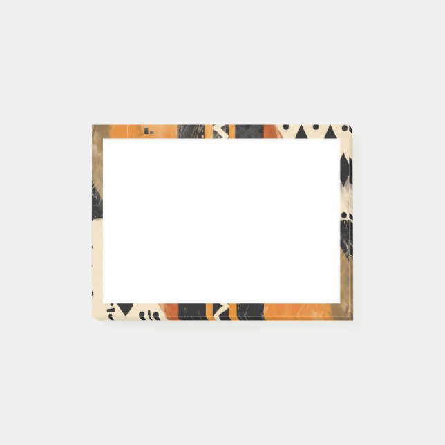 Bloco De Notas Motivos tribais em tons negros e terrestres (Frente)