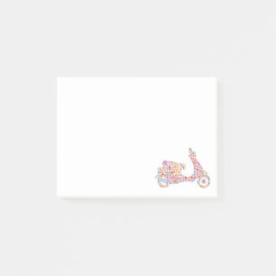 Bloco De Notas Motocicleta Moto-Scooter Floral