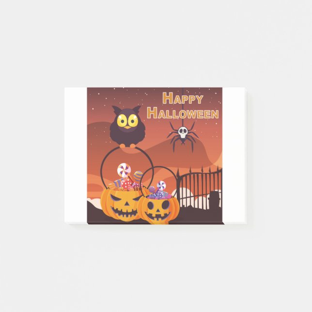 Bloco De Notas Muito Fofo Design Feliz Dia das Bruxas (Frente)