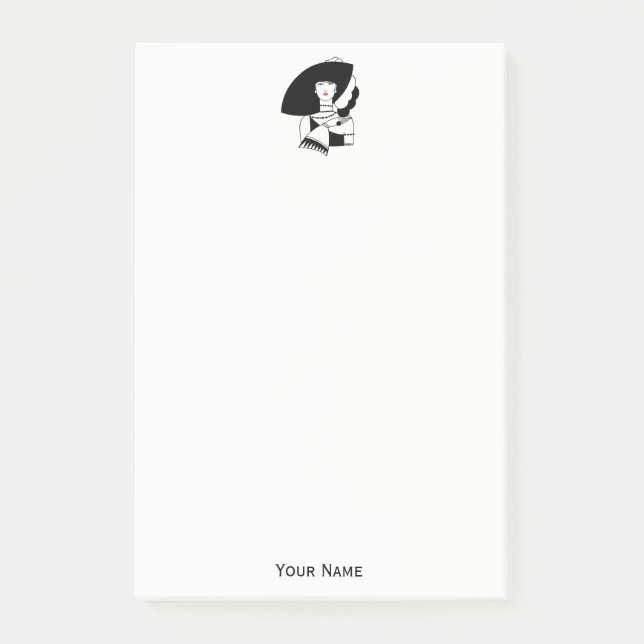 Bloco De Notas Mulher Art Déco de Grande Chapéu Luvas RL (Frente)