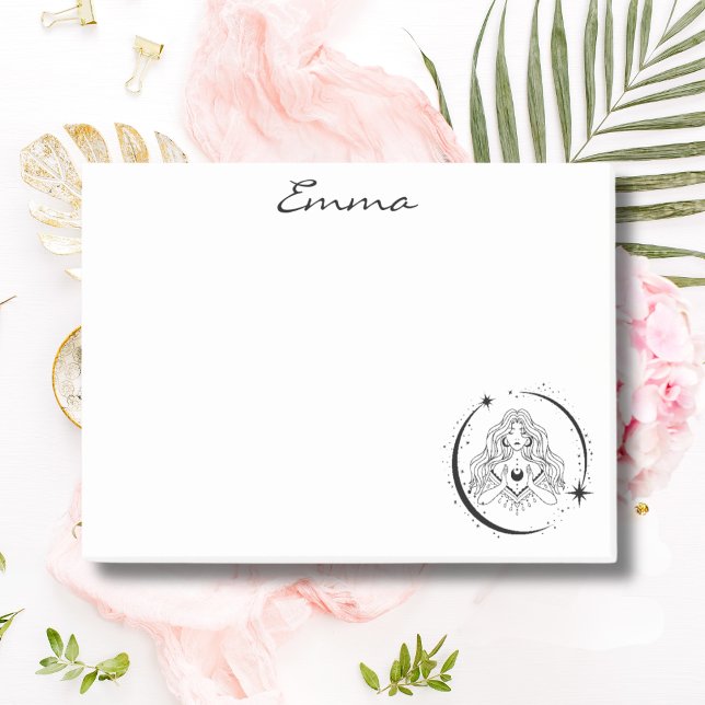 Bloco De Notas Mulher celestial, lua estrelas, boho, astronomia e (Criador carregado)
