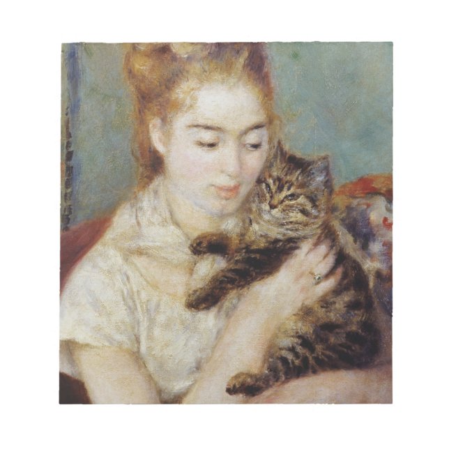 Bloco De Notas Mulher com gato por Pierre-Auguste Renoir (Frente)