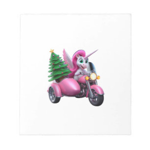 Bloco De Notas Mulher Criança Andando de Moto em Árvore de Natal