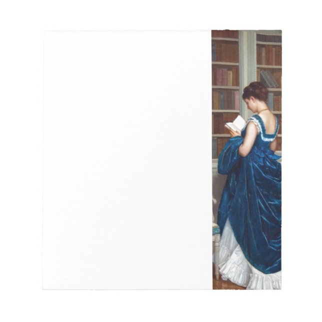 Bloco De Notas Mulher de Azul lendo um Livro (Frente)