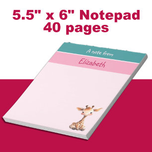 Bloco De Notas Mulher girafa bonita nome personalizado crianças r