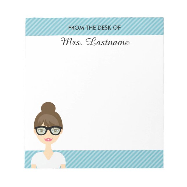 Bloco De Notas Mulher Professora Morena Fofa Com Texto Personaliz (Frente)