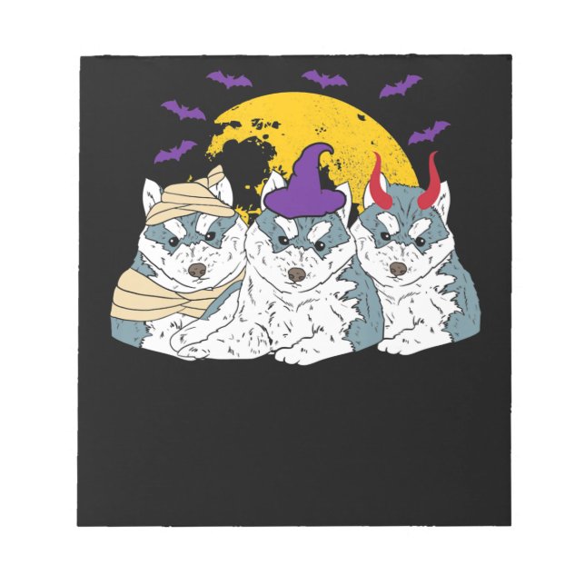 Bloco De Notas Mummy bruxa siberian husky dog | presente de hallo (Frente)
