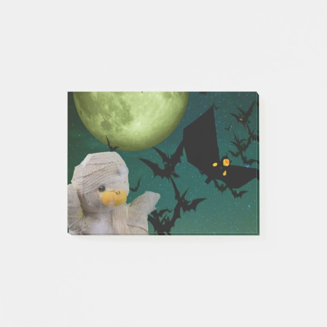 Bloco De Notas Mummy, Morcego e Lua Halloween (Frente)
