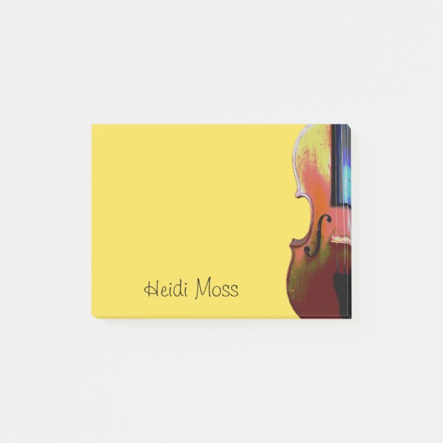 Bloco De Notas Música Clássica Violina Musical Amarelo (Frente)
