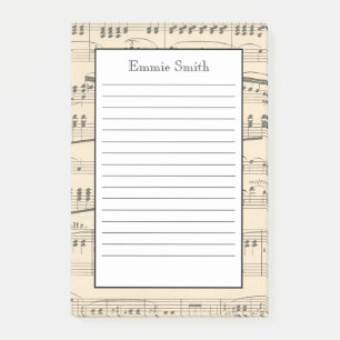 Bloco De Notas Música de Folha Antiga de Vintagem Personalizada