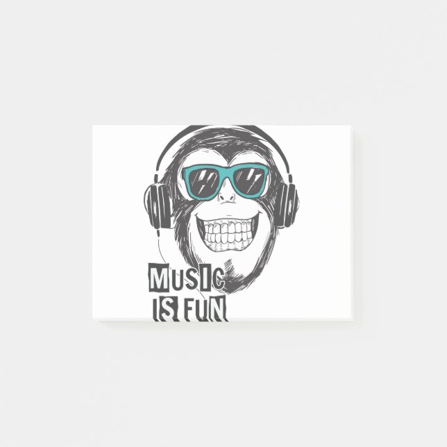 Bloco De Notas Música é macaco divertido (Frente)