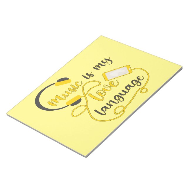 Bloco De Notas Música é minha língua amorosa, frase romântica (Inclinado)