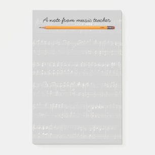 Bloco De Notas Musical de prata elegante do professor de música