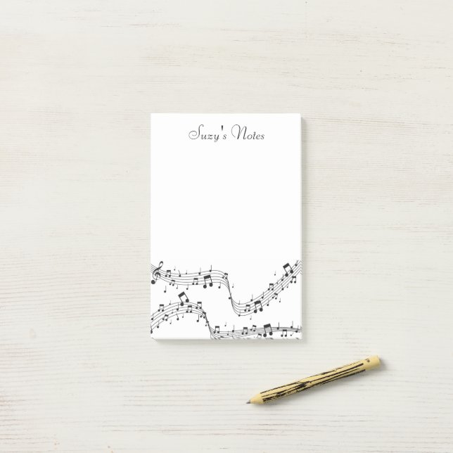 Bloco De Notas Músico com Padrão Impressionante de Música Nota (Na mesa)