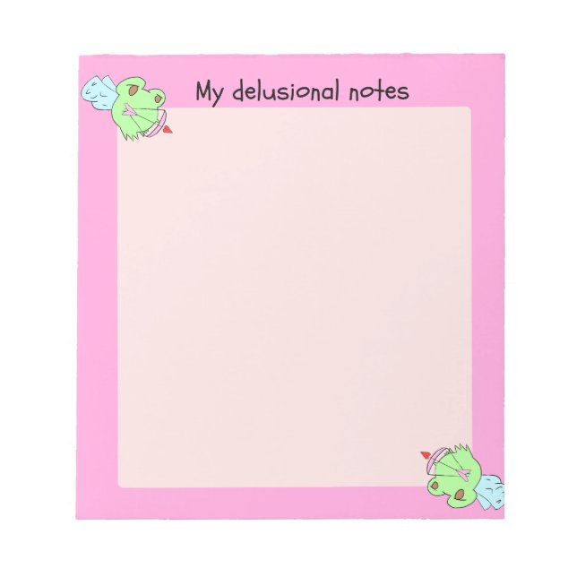 Bloco De Notas My delusional notes pink frog valentine notepad (Frente)