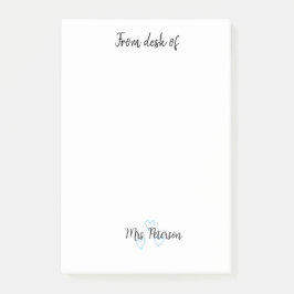 Bloco De Notas na escrivaninha, adicione o nome do professor de f