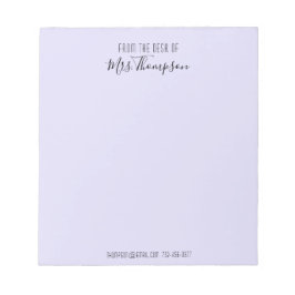 Bloco De Notas Na Mesa Do Script Purple Modern Name